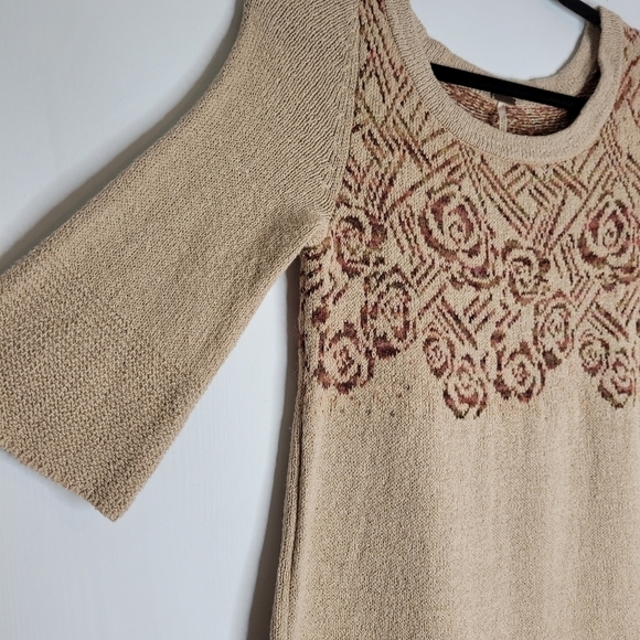 Free People Tan Knit Rose Tunic Top - Picture 8 of 11